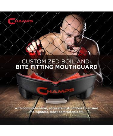 Champs Breathable Mouthguard for Boxing, MMA, Muay Thai, Jiu Jitsu - Easy Fit & Super Tough Combat Sports Mouthguard - Black (Ages 10+) - Buy Online on SooperMarket.com