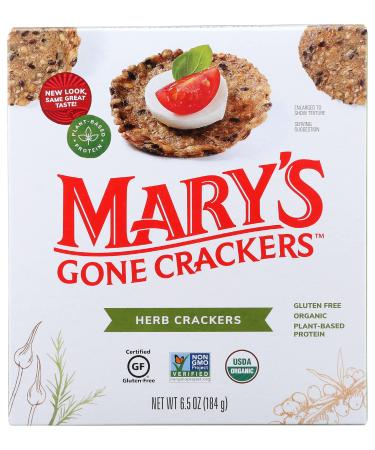 Mary's Gone Crackers Made With Real Organic Whole Ingredients Gluten Free Herb Crackers 6.5 Ounce (Pack of 6)