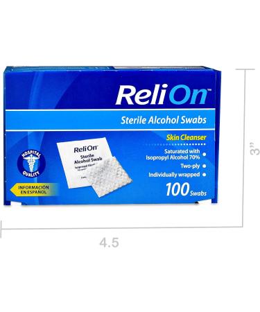 ReliOn Sterile Alcohol Swabs 200 Count - Disinfectant Wipes for Medical & Personal Use - Buy Online on SooperMarket.com