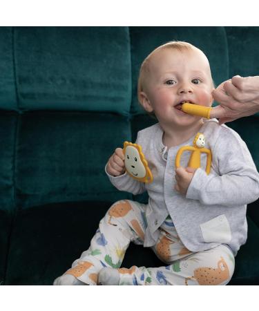 Matchstick Monkey Antimicrobial Teething Starter Set - Flat Face & Animal Teethers, Silicone Finger Toothbrushes - Ludo Lion Design, 3 Months - Buy Online on SooperMarket.com
