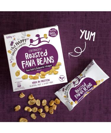 Buy Happy Snack Company Roasted Fava Beans - Sea Salt & Balsamic Flavor | Vegan Gluten-Free Protein-Rich Healthy Snacks (25g 20 Pack) - Buy Online on SooperMarket.com