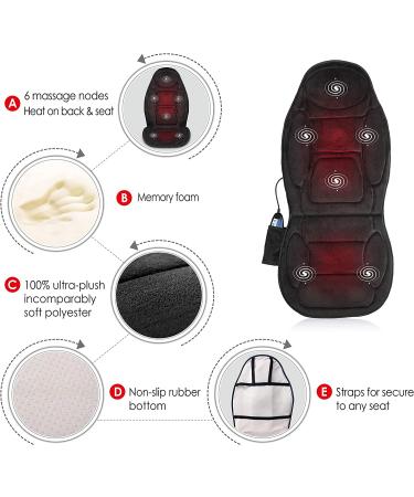 Snailax Memory Foam Massage Seat Cushion with Heat - 6 Vibration Nodes, 2 Heat Levels - Office & Home Chair Pad in Black - Buy Online on SooperMarket.com