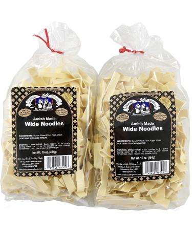 Amish Wedding Foods Wide Noodles 16 Ounce Bags No Preservatives (Pack of 2)