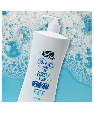 Suave Kids Purely Fun 3-in-1 Shampoo Conditioner Body Wash 28 Fl Oz - Pack of 4 | Paraben Free & Dermatologist Tested Kids Shampoo - Buy Online on SooperMarket.com