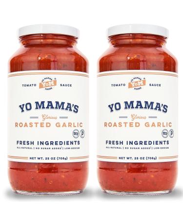 Keto Roasted Garlic Pasta Sauce by Yo Mama's Foods - Pack of (2) - Vegan, No Sugar Added, Low Carb, Low Sodium, Gluten Free, Paleo Friendly, and Made with Fresh Non-GMO Tomatoes! Garlic 1.56 Pound (Pack of 2)
