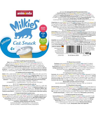Animonda Milkies Cat Milk - 60 Pack (15 x 4 Cups) | Portion-Controlled Cat Milk Variety for Healthy Felines - International Shipping Available - Buy Online on SooperMarket.com