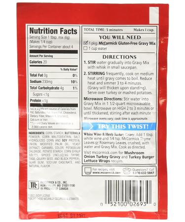McCormick Turkey Gravy Mix - Gluten Free - 0.88 OZ (Pack of 6) - Buy Online on SooperMarket.com