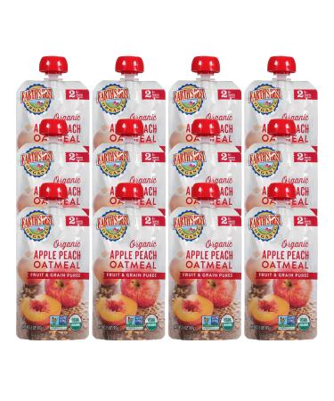 Earth's Best Organic Baby Food Pouches, Stage 2 Fruit and Grain Puree for Babies 6 Months and Older, Organic Apple Peach and Oatmeal Puree, 3.5 oz Resealable Pouch (Pack of 12)