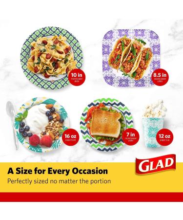 Glad Disposable Palm Leaf Design 8.5 Inch Paper Plates - 50 Count Pack - Buy Online on SooperMarket.com