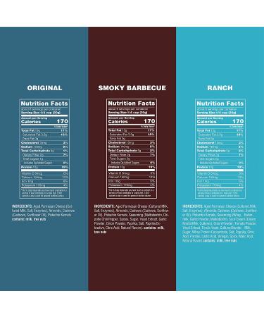 ParmCrisps Snack Mix Variety - Cheese Crisps and Nuts Snack (Original, Smokey Barbeque, Ranch) - High-Protein, Low Carb, Gluten Free - 6oz (Pack of 3) - Buy Online on SooperMarket.com