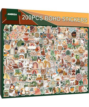 Anerza 200 PCS Boho Vinyl Waterproof Stickers - Cute Aesthetic Plant Sticker Packs for Water Bottles, Laptop, Journal - Small Business and Scrapbook Supplies for Adults and Teens - Buy Online on SooperMarket.com