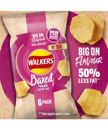Walkers Oven Baked Prawn Cocktail Crisps 6 x 22g - Delicious Snack Pack - Buy Online on SooperMarket.com