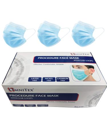 Omnitex 100pk 3ply Premium TypeII Disposable Surgical Face Mask with Ear Loops 98% Filtration Medical Grade British Brand
