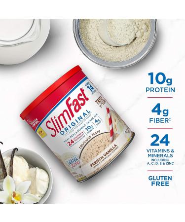 SlimFast French Vanilla Meal Replacement Shake Mix - 10g Protein - 14 Servings (Pack of 1) - Buy Online on SooperMarket.com