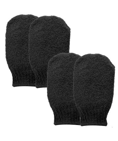Sibba 2 Pairs Exfoliating Gloves Exfoliating Mitt Body Scrubber for Removing Dirt and Dead Skin Body Exfoliator for Shower Bath Tan Removal Keratosis Pilaris (Black)