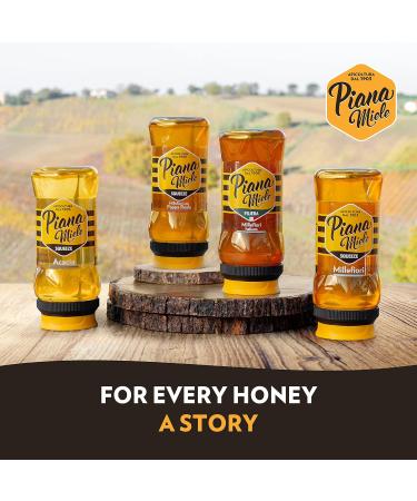 PIANAMIELE - Millefiori Honey in Squeezer Bottle of 380 gr Millefiori Liquid Honey Origin EU (Hungary-Italy) Amber Color Convenient Size with Stopper Dispenser Save Drop MILLEFIORI HONEY EU - Buy Online on SooperMarket.com