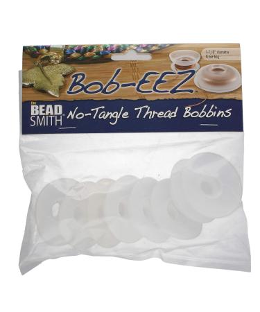 The Beadsmith No-Tangle Thread Bobbins, String Organizer, Ideal for Kumihimo or Cord Management (1 7/8 Inches, Set of 8) White
