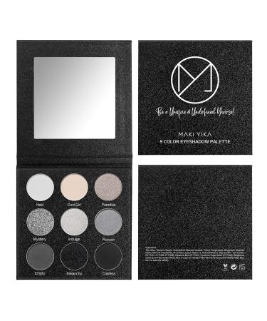 Maki Yika Black Grey Smoky Eyeshadow Palette - 9 High Pigmented Colors for Long Lasting Goth Look - Buy Online on SooperMarket.com