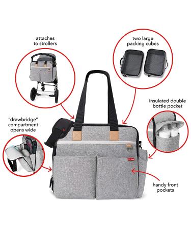 Skip Hop Diaper Bag Iconic Duo Weekender - Extra Large Capacity with Changing Pad & Stroller Attachment - Grey Melange - Buy Online on SooperMarket.com