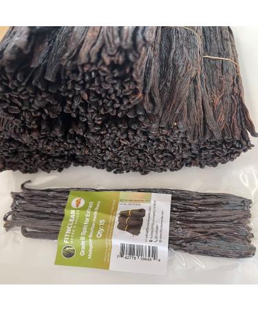 15 Split Madagascar Vanilla Beans Grade B| 5"-7" For Extract by FITNCLEAN VANILLA| Whole Bourbon NON-GMO Pods for Paste