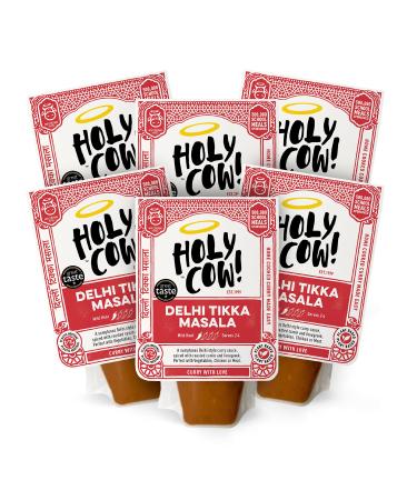 Holy Cow! Indian Curry Sauces : Delhi Tikka Masala Sauce Curry Kit (6 x 250g) Gluten Free Vegan Curry Recipe Tikka Masala Ready Meal Kit Cooking Sauce Made With Authentic Tikka Paste. Curry Gift Set