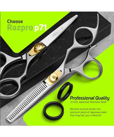 Suvorna 5.5 Hairdressing Scissors Set - Professional Barber and Hair Cutting Scissors with Thinning Shears for Right-Handed Hairdressers - 2 Pc Set - Buy Online on SooperMarket.com