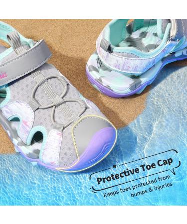 DREAM PAIRS Kids Sandals - Boys & Girls Outdoor Summer Sport Velcro Shoes - Light Grey Purple - 33 EU - Buy Online on SooperMarket.com