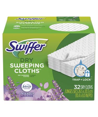 Swiffer Sweeper Dry Sweeping Pad, Multi Surface Refills for Dusters Floor Mop, with Febreze Lavender, 32 count
