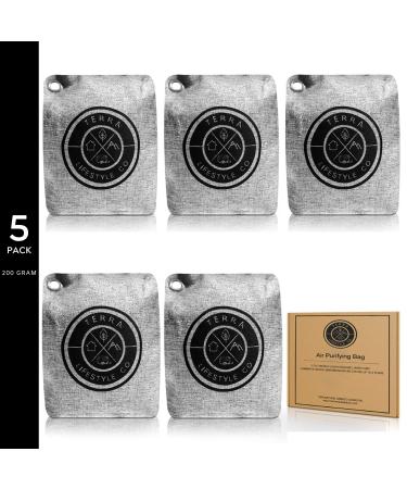 Air Freshener 5 Pack of 200G Charcoal Bags Odor Absorber | Bamboo Charcoal Air Purifying Bag | Activated Charcoal Odor Eliminator | Car Air Fresheners For Home Moisture Absorbers Room Deodorizer Car Air Purifier