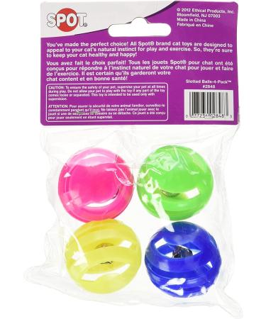 Ethical Slotted Balls Cat Toy 4-Pack - Pink, Blue, Green, Yellow - Buy Online on SooperMarket.com