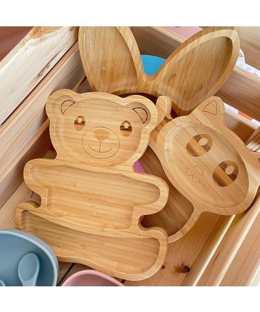 Eco Health Bamboo Baby Plate with Suction Cup - Non-Toxic & Cool to Touch - Ideal for Baby Weaning - Cat Plate (Blue) - Buy Online on SooperMarket.com