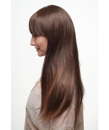 WIG ME UP 3421-2T33 | Brown Long Straight Hair Wig with Cheeky Bangs & Streaks - International Shipping Available - Buy Online on SooperMarket.com