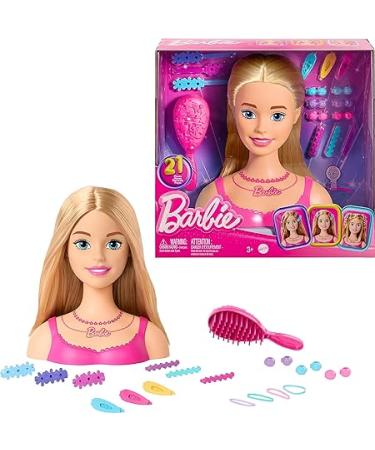Barbie Doll Styling Head Blond Hair with 20 Colorful Accessories Doll Head for Hair Styling
