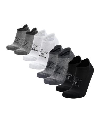 Balega Hidden Comfort No-show, Heel Tab, Running Socks for Men and Women (4 Pairs, White & Black, Charcoal & Gray) Medium