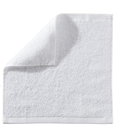 Amazon Basics Cotton Washcloths - 12-Pack 30x30 cm - Soft & Absorbent White Washcloths for Everyday Use | International Shipping Available - Buy Online on SooperMarket.com