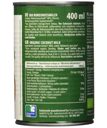Buy Bioasia Organic Coconut Milk (18% Fat) - Vegan Gluten-Free Lactose-Free | Perfect for Cooking Baking Desserts & Cocktails (3 x 400 ml) - Buy Online on SooperMarket.com