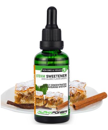 Alphapower Food |Stevia sugar-free flavor drops cinnamon apple cake |100% natural liquid aroma + sugar substitute for water muesli desserts smoothies natural cinnamon apple pie aroma 50 ml (1 Pack)