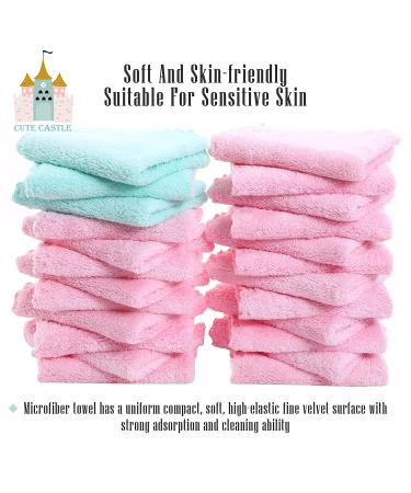 24 Count Premium Soft Makeup Remover Cloths - Microfiber Facial Washcloths - Fast Drying & Highly Absorbent Towel - Pink-Blue 7x9 Inch (Pack of 24) - Buy Online on SooperMarket.com
