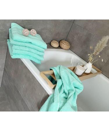 ZOLLNER Set of 6 Mint Green Cotton Small Bath Towels 50x100 cm - Soft & Absorbent Perfect for Home or Travel - Buy Online on SooperMarket.com