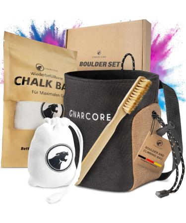Gnarcore * New * Complete set made of chalkbag Chalk Ball and Boulder brush as a set & individually - everything for the next climbing session - beginners and advanced - perfect bouldering gift boulder set