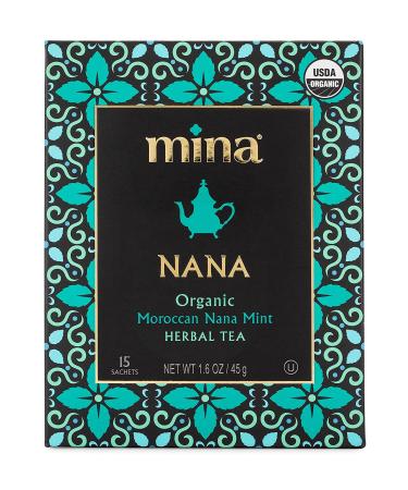 Mina Organic Moroccan Nana Mint Herbal Tea - Caffeine Free, Soothing Herbal Tea | 15 Biodegradable Sachets - Buy Online on SooperMarket.com