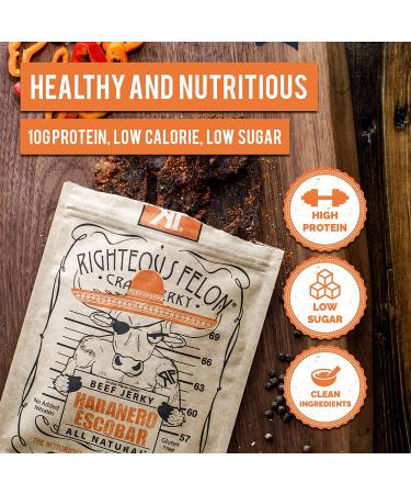 Righteous Felon Spicy Beef Jerky & Beef Stick Variety Pack - Crafted with Gluten Free, High Protein, Low Sugar & Low Calorie Ingredients - Healthy Snack Bundle - Buy Online on SooperMarket.com