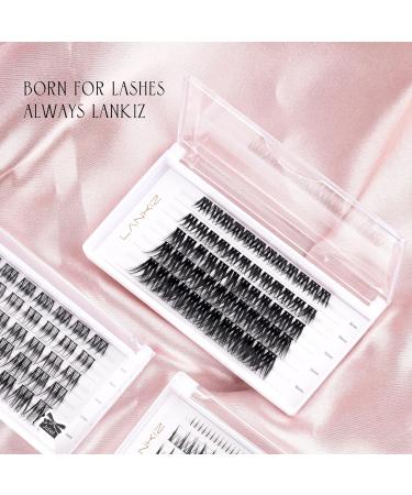 LANKIZ Cluster Lashes D Curl Russian Volume - 60 pcs DIY Eyelashes Extension Wisps - Featherlight Synthetic Reusable False Eyelashes - Soft Faux Mink Lash Clusters - Buy Online on SooperMarket.com