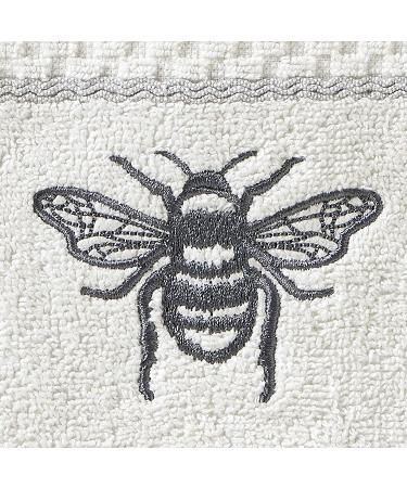 SKL Home Farmhouse Bee Hand Towel Set - White | Luxe cotton towels with charming bee design - Buy Online on SooperMarket.com