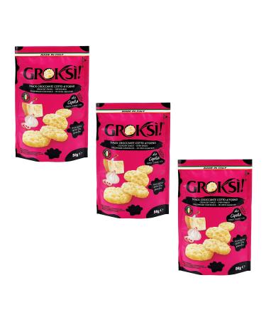 GROKSi! Cheese onion 50g | gluten-free | crispy cheese snack from Italy | cheese crackers hard cheese | protein snack (3x 50 grams)