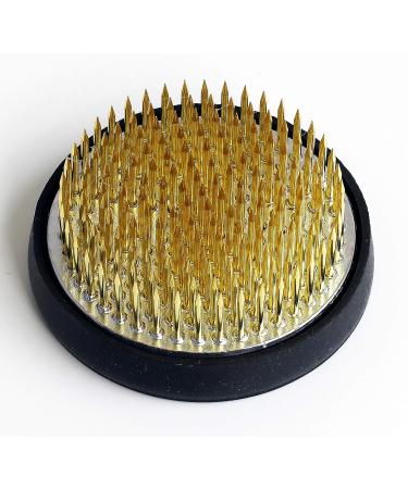 Wazakura Ikebana Kenzan Japanese Flower Holder - Made in Japan, Round 2.4 Brass Pin Frog for Floral Arranging - Buy Online on SooperMarket.com
