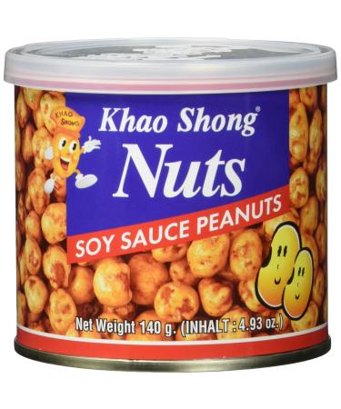 Khao Shong peanuts with soy sauce crisp peanuts covered with spicy soy sauce crispy nuts salty snack for on the go (1 x 140 g can) peanuts with soy sauce 140 g (1 Pack)