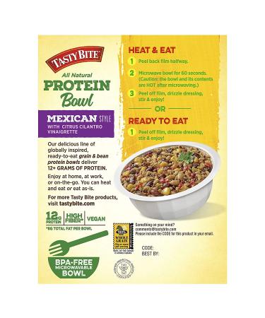 Tasty Bite Mexican Protein Bowl - Vegan, Microwaveable, 12g Plant Protein - 8.8oz (Pack of 6) - Buy Online on SooperMarket.com