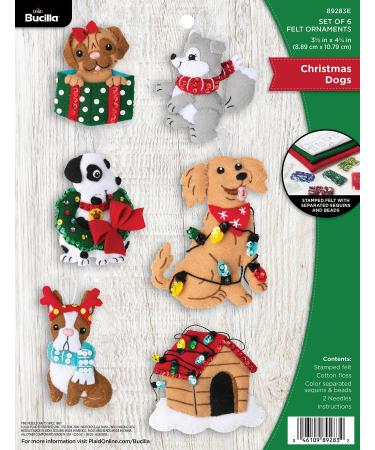 Bucilla  Christmas Dogs  Felt Applique Ornament Kit  Set of 6
