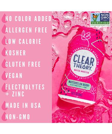 Clear Theory Water Flavoring Drops with Electrolytes - Water Enhancer 4 Pack, Watermelon Berry Flavor, Hydration for Kids, Vegan, Gluten Free, Low Calorie - 1.62 Fl Oz Bottles - Buy Online on SooperMarket.com